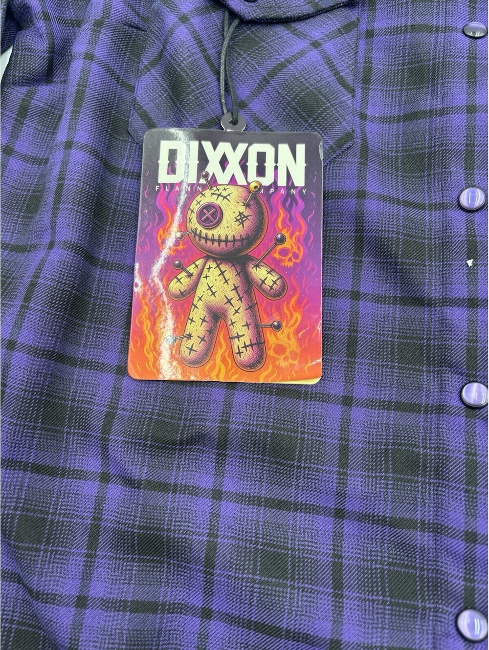 Dixxon Flannel Voodoo Women’s Large Purple and Black Plaid Patterned New! - Picture 3 of 9